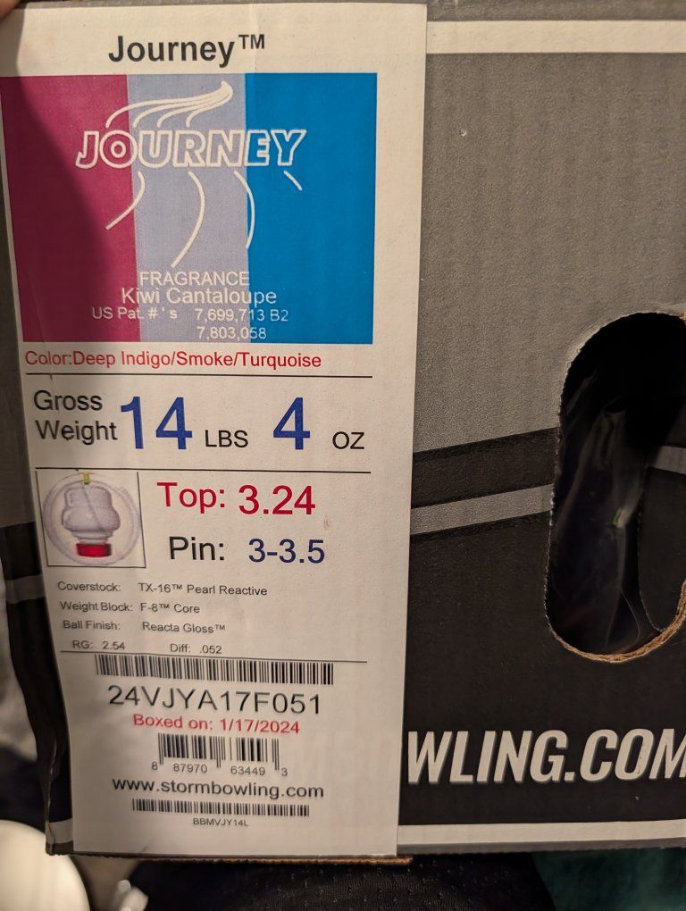 undrilled Storm Journey 14lbs Bowling Ball NIB