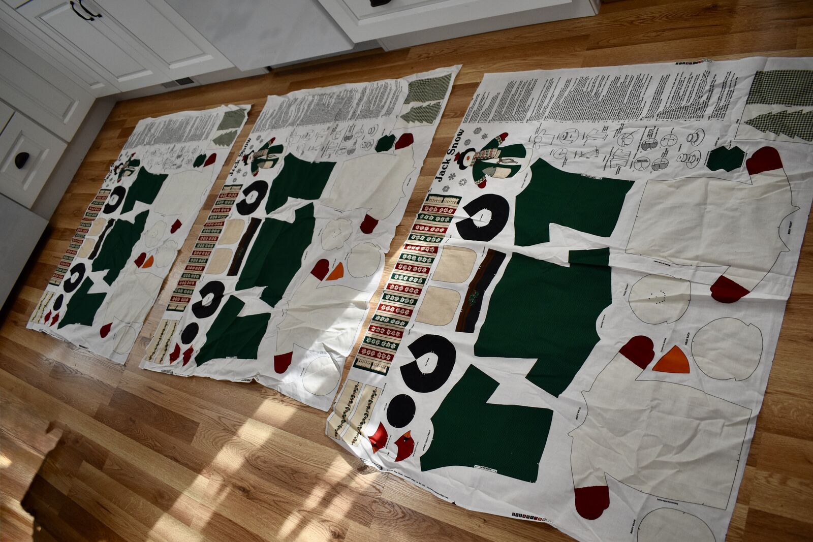 4 SEPARATE SNOW MAN CHRISTMAS PANELS CALLED JACK SNOW FOR YOU TO MAKE, STUFF AND ENJOY!