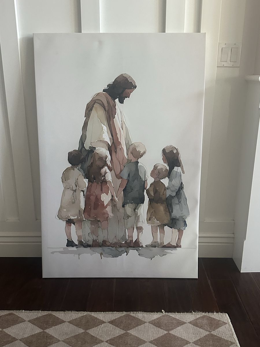 32x48 Christ with Children Framed Canvas