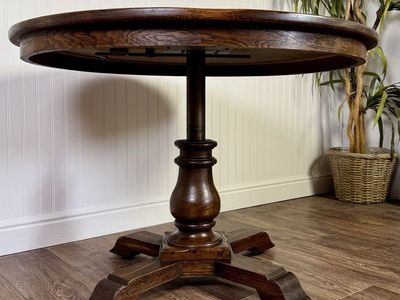 Height-Adjustable Vintage Oak Game / Dining Table