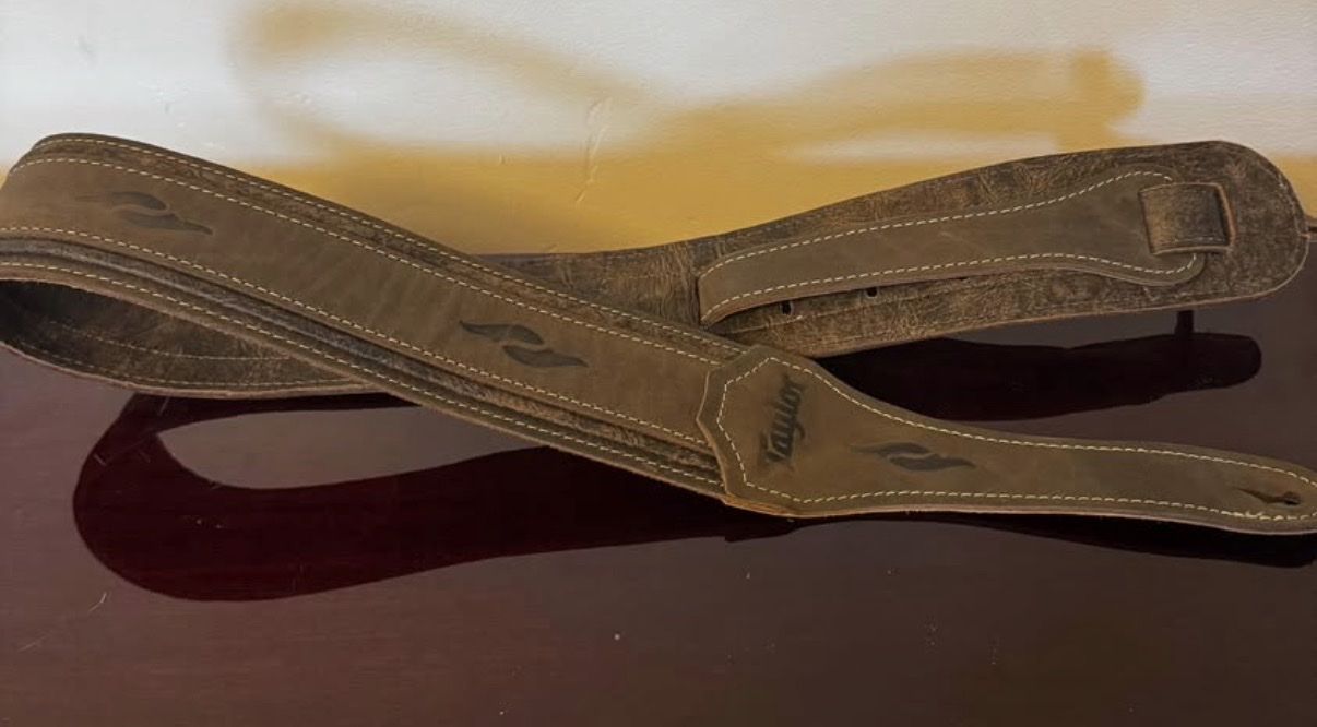 Taylor Brown Leather Guitar Strap with Embossed Logo