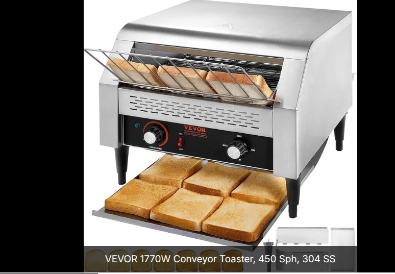 VEVOR 1770W Conveyor Toaster, 450 Sph, 304 SS  Online Only Auction