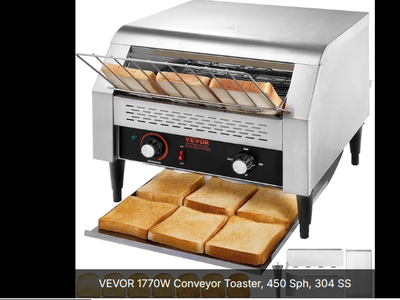 VEVOR 1770W Conveyor Toaster, 450 Sph, 304 SS Online Only Auction