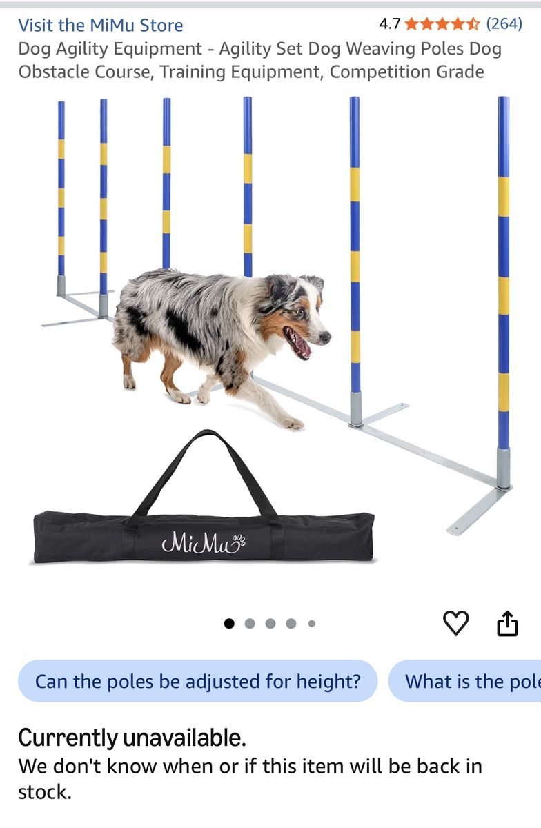 MiMu Dog Agility Equipment Weaving Poles Obstacle Course Set (new/never opened)