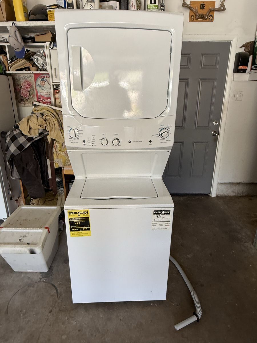 GE stackable washer and gas dryer