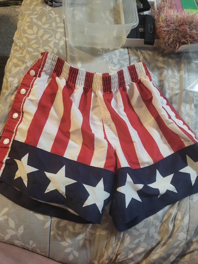 Chubbies American Flag Swim Trunks - Red, White & Blue, Snap Sides, Elastic Waistband