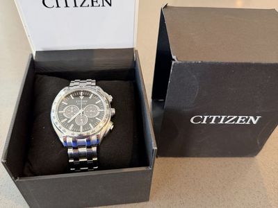 Citizen Eco-Drive Chronograph Watch - Men's Stainless Steel Black Dial