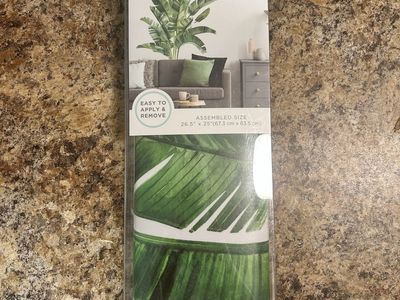 Blue Moon Studio Adhesive Wall Decor Decal - Tropical Palm Leaves, Easy Apply/Remove 26.5"x25"
