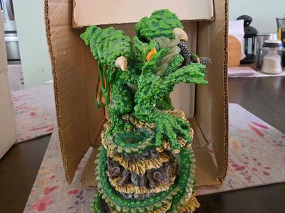 Detailed Green Dragon Resin Figurine Statue