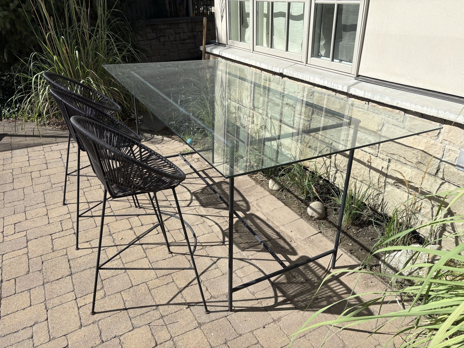 Patio Dining glass Table for 6 -high chair height