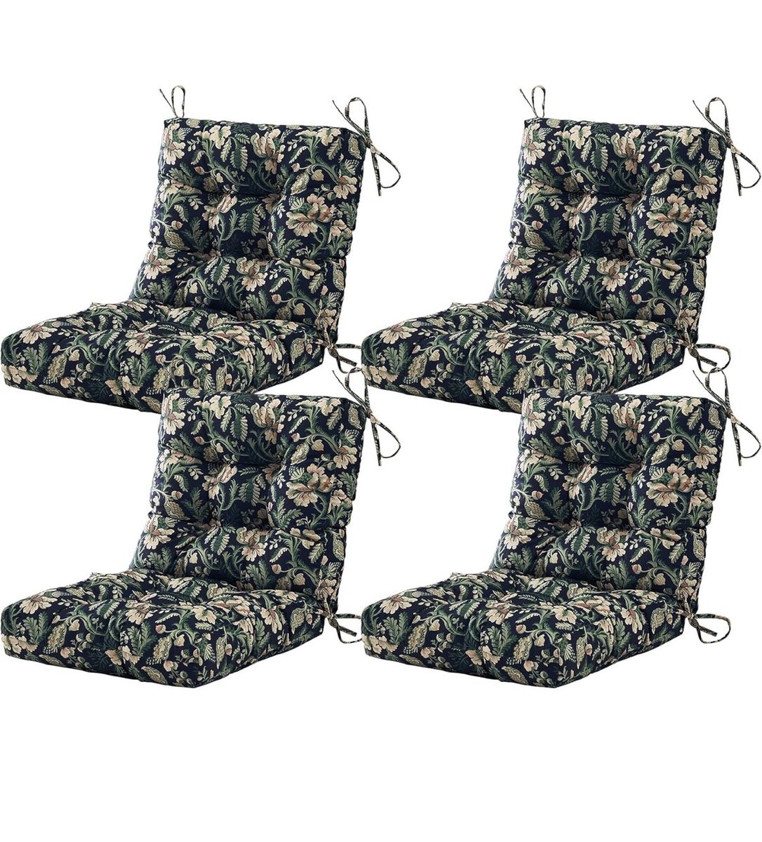 Set of 4 Outdoor Patio Chair Cushions – Floral Print | New
