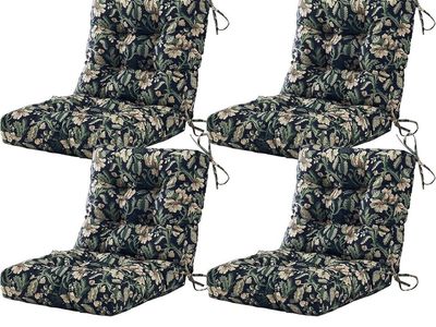 Set of 4 Outdoor Patio Chair Cushions – Floral Print | New