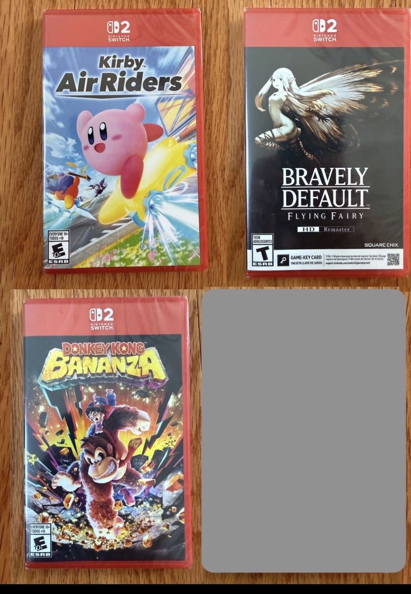 Nintendo Switch Game Bundle: Kirby Air Riders, Bravely Default, Donkey Kong Bananza - New