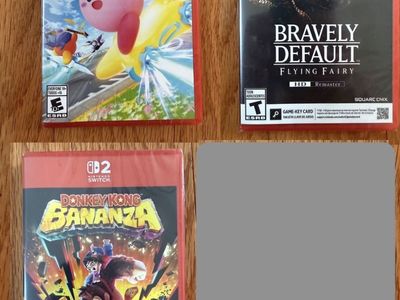 Nintendo Switch Game Bundle: Kirby Air Riders, Bravely Default, Donkey Kong Bananza - New