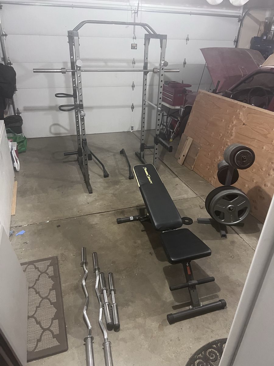 Home Gym Set - Squat Rack, Weight Bench, Bars