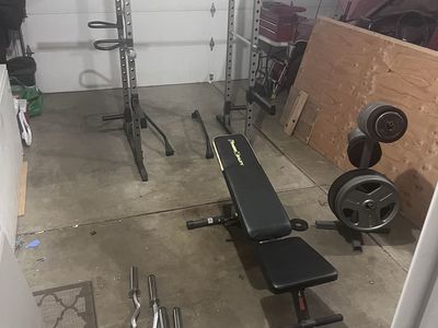 Home Gym Set - Squat Rack, Weight Bench, Bars