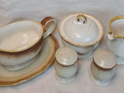 Mikasa Whole Wheat Hostess Set, Cups & Saucers Stoneware