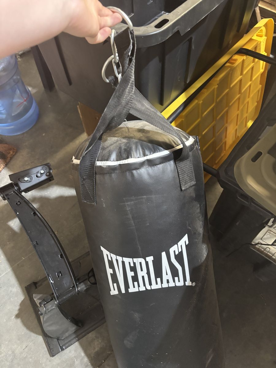 Black Punching Bag with Hanging Straps