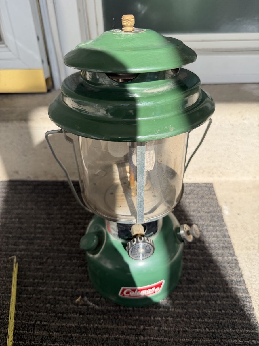 Vintage Coleman Model 220J Two-Mantle Green Camping Lantern