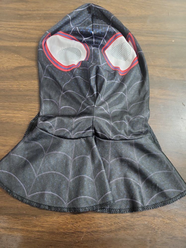 spider man Spiderverse Black Hooded Mask with Red and Blue Trim
