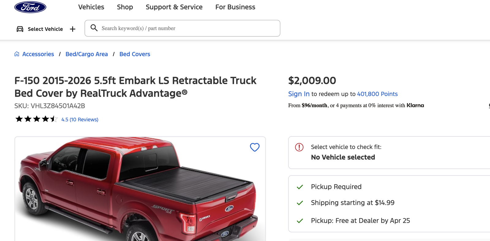 F150 2015-2026 5.5ft Embark LS Retractable Truck Bed Cover