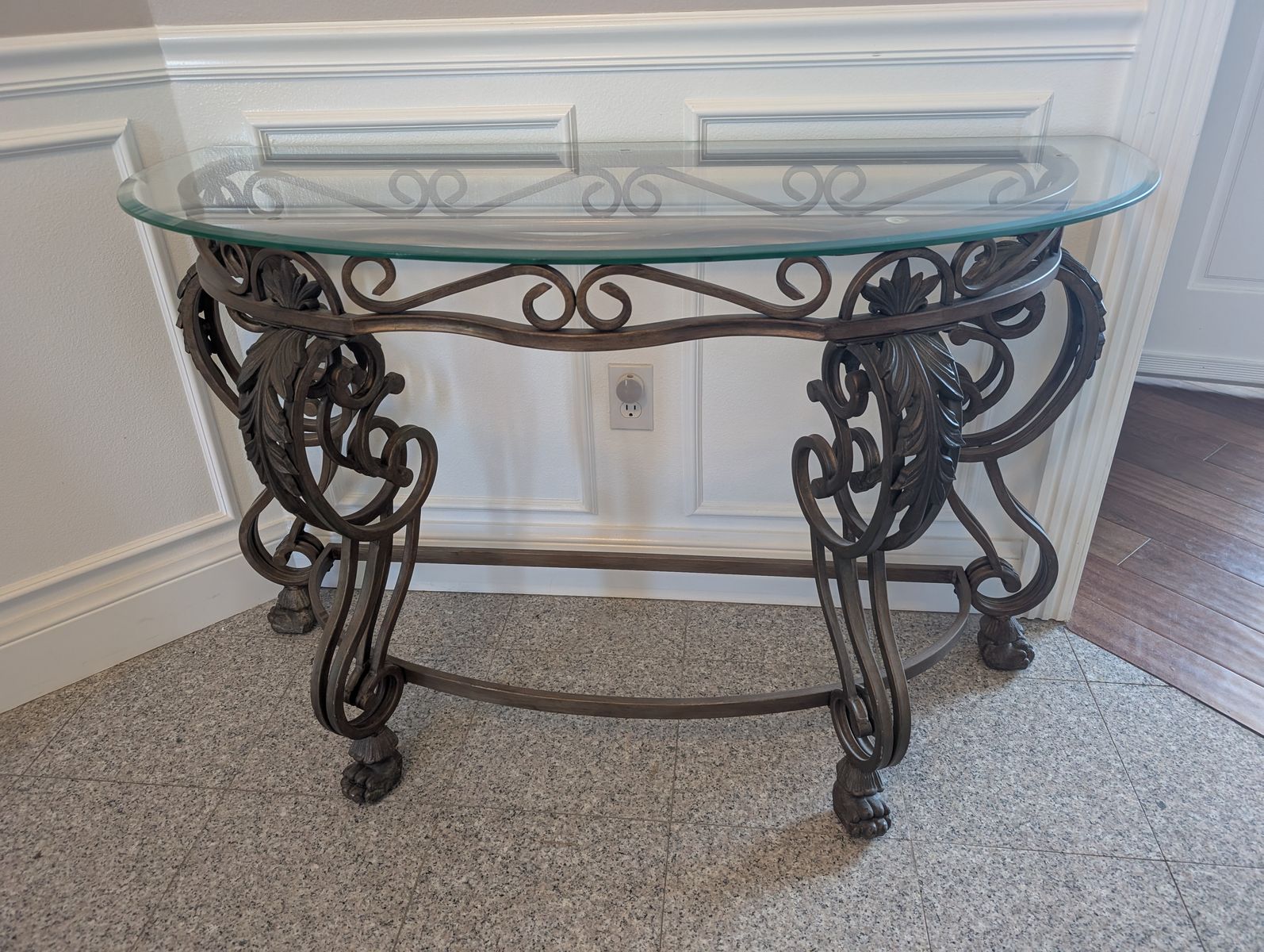 Elegant Wrought Iron & Glass Console Table – 48" x 20"