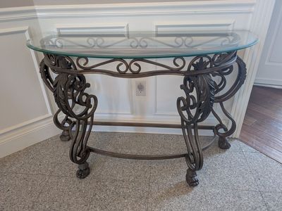 Elegant Wrought Iron & Glass Console Table – 48" x 20"