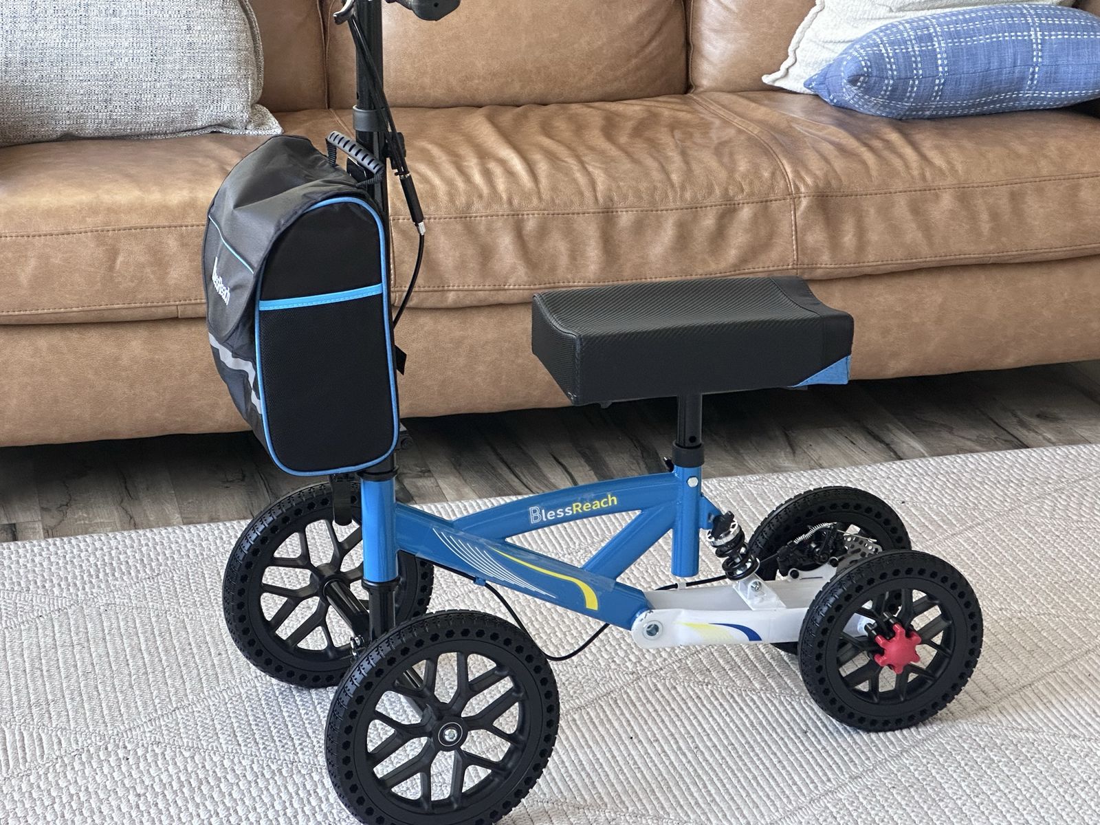 BlessReach Steerable Knee Walker Scooter with Basket and All-Terrain Wheels