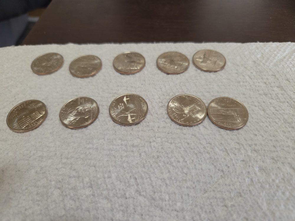2001 state uncirclated p&d set quarters 25dollars 10 coin set