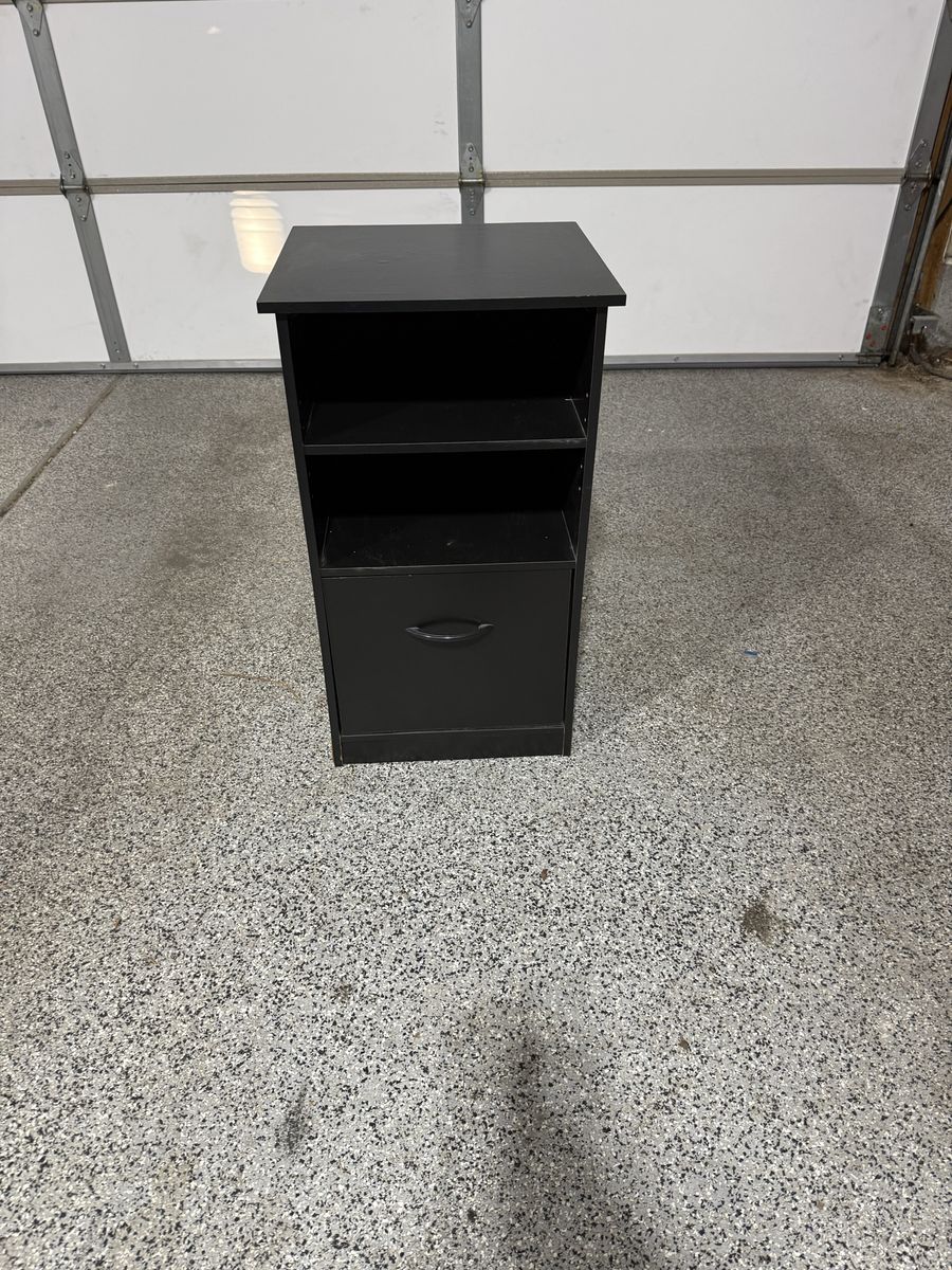 Black Nightstand with Drawer