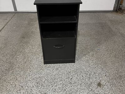 Black Nightstand with Drawer