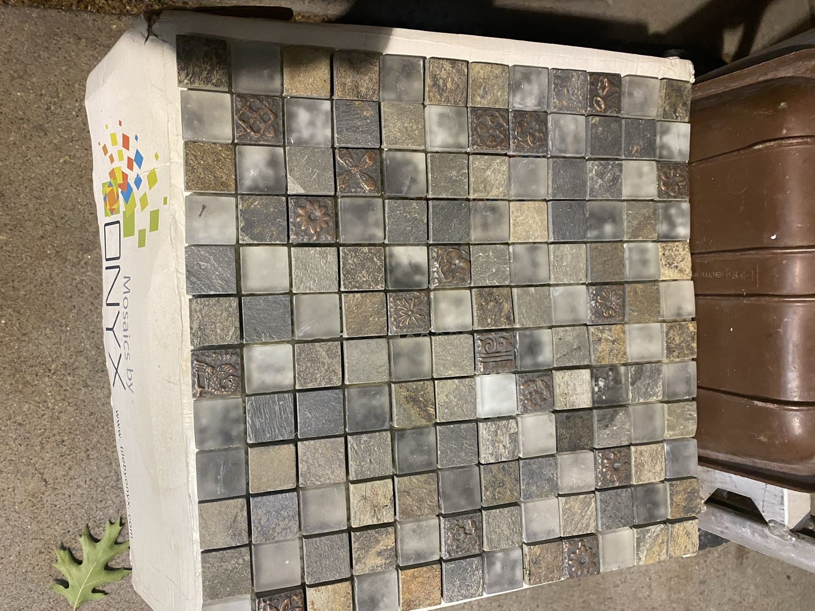 Mosaic backsplash tile.