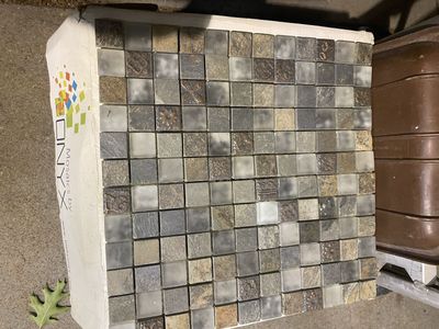 Mosaic backsplash tile.