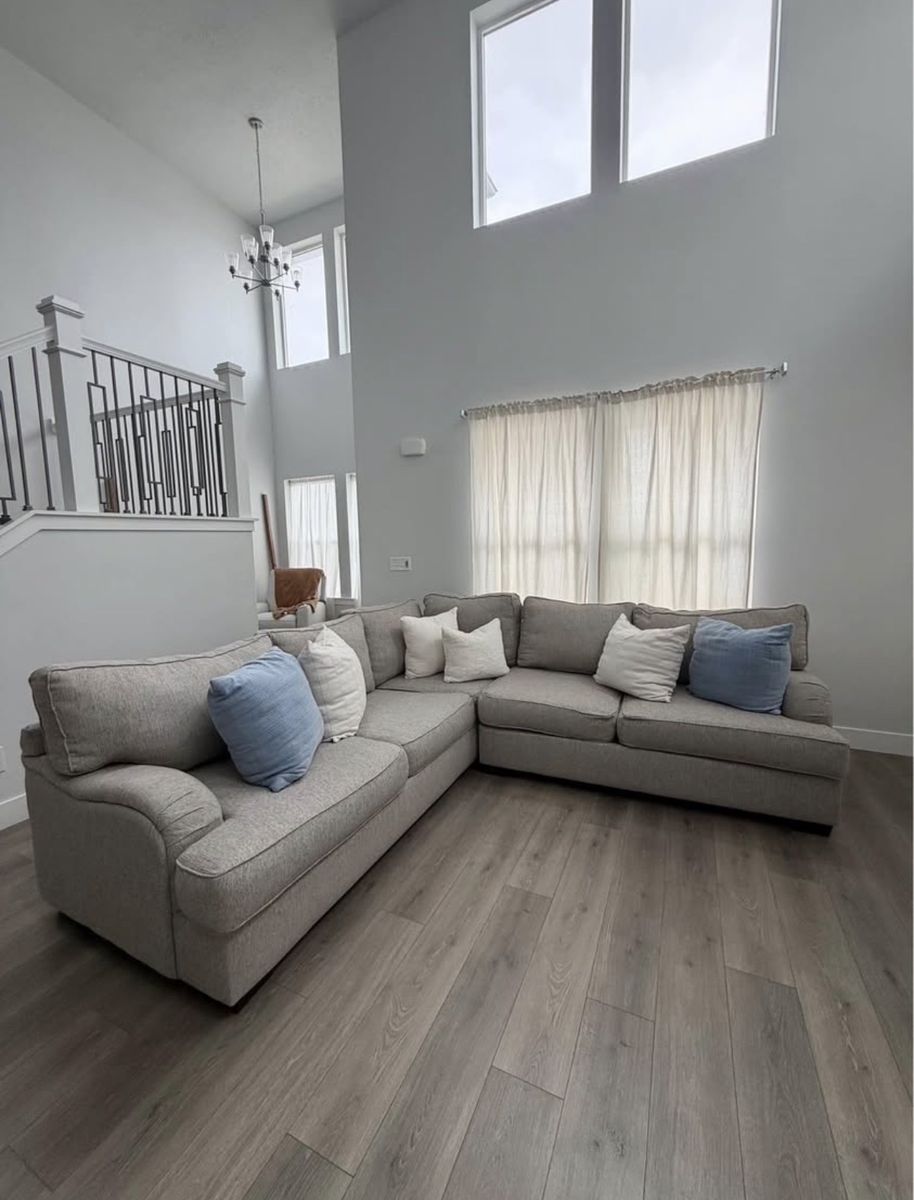 Sectional Couch - Gray Fabric, L-Shape, 5-Seater, Modern Style