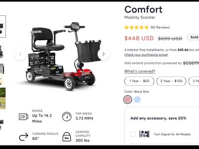 Red Comfort Mobility Scooter – Like New