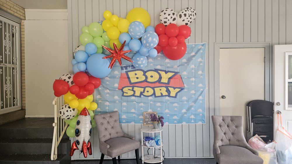 Free Boy Story BackDrop and Balloons