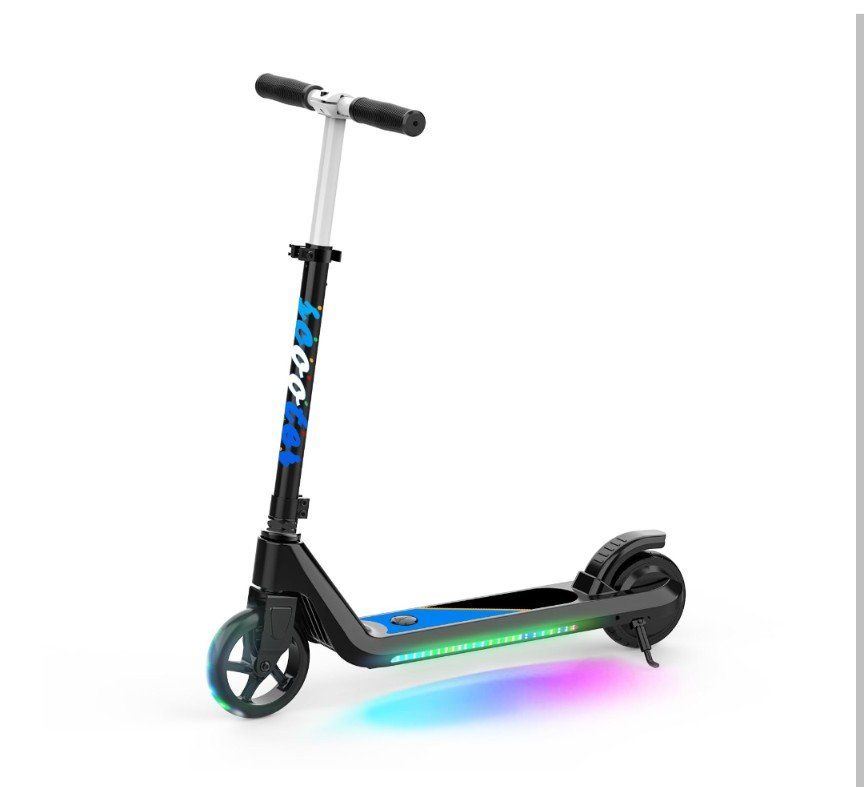 LINGTENG Black Electric Scooter for Kids Age 6-9