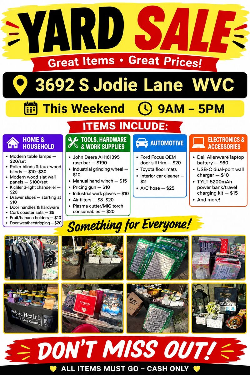 Yard Sale - Home Goods, Tools, Electronics & More