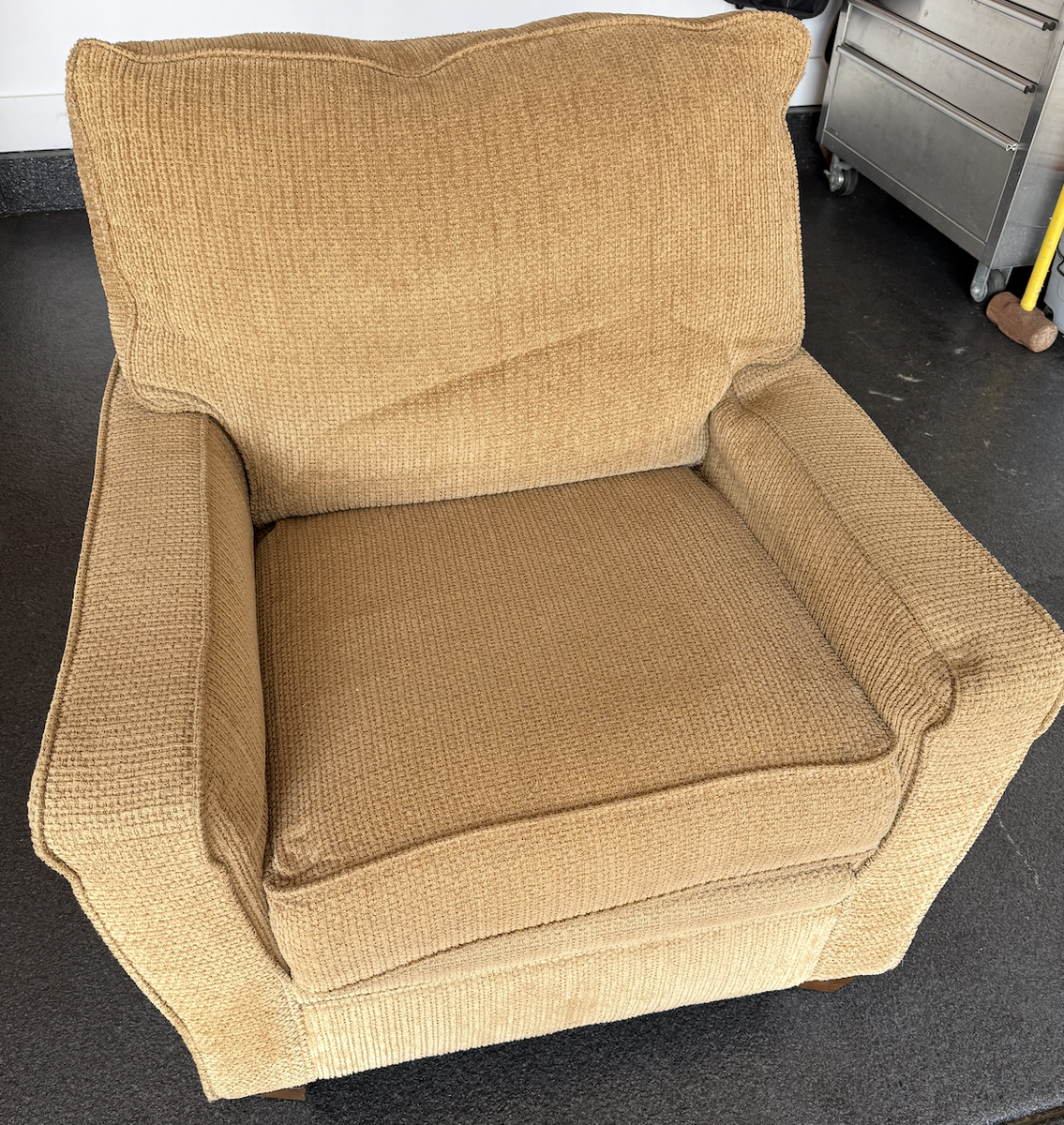 Tan Textured Fabric Upholstered Armchair