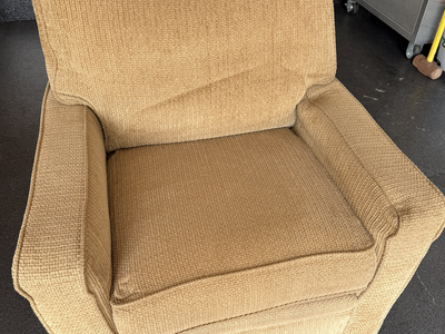 Tan Textured Fabric Upholstered Armchair