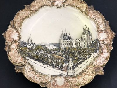 Rare Antique Temple Square Josef Strnact Art Nouveau Austrian Amphora Plaque Plate