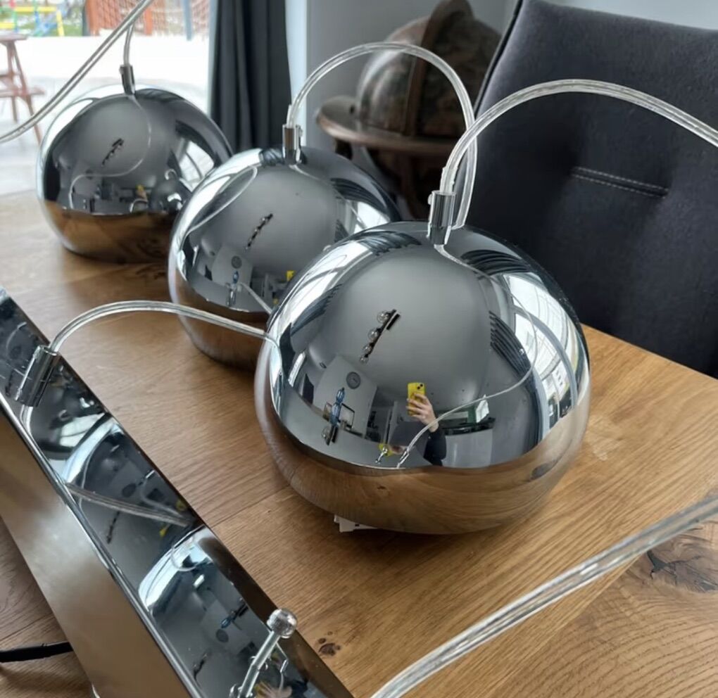 3 Retro Modern 1960s Ball Pendant Lights