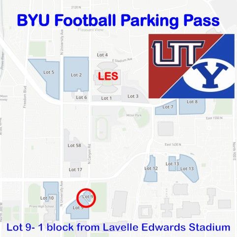 BYU/ Utah Tech Parking Pass Lot 9