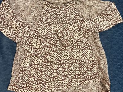 North River Women's Maroon Fair Isle Cowl Neck Knit Sweater Size S