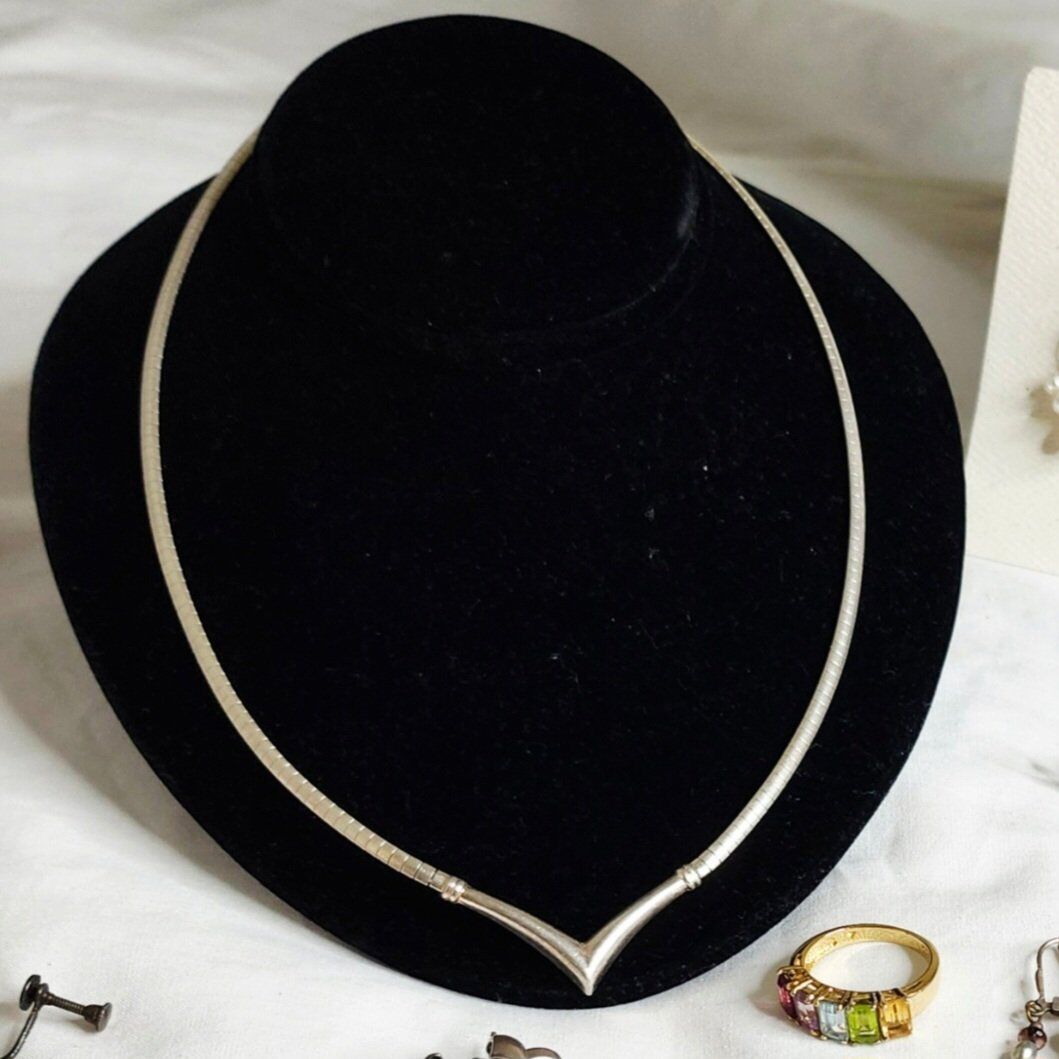 Vintage Sterling Silver Omega Choker Necklace