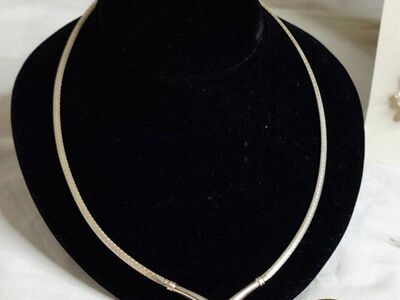 Vintage Sterling Silver Omega Choker Necklace