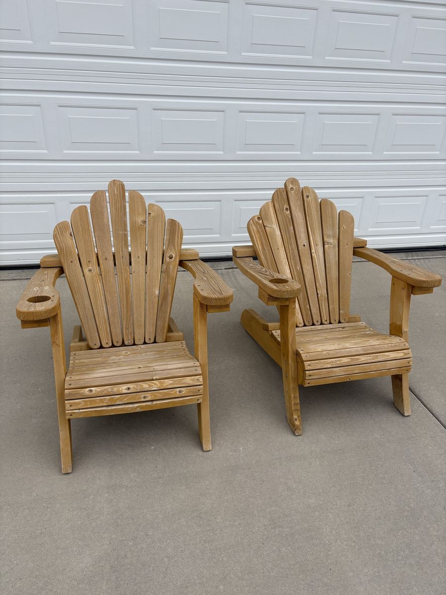 2 solid wood Adirondack chairs