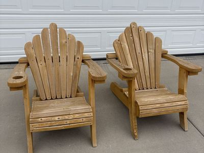 2 solid wood Adirondack chairs