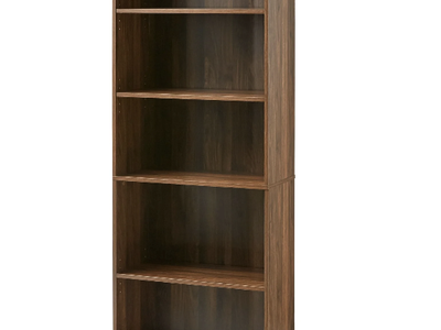 NEW Mainstays 5-Shelf Bookcase with Adjustable Shelves, Canyon Walnut