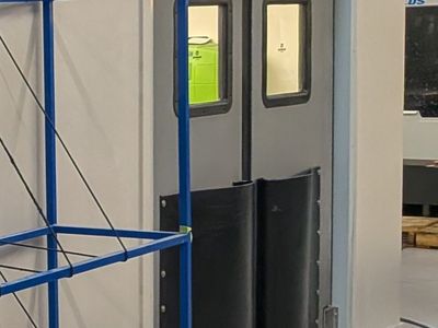 Commercial Double Swing Bumper Doors w/ Impact Panels & Windows